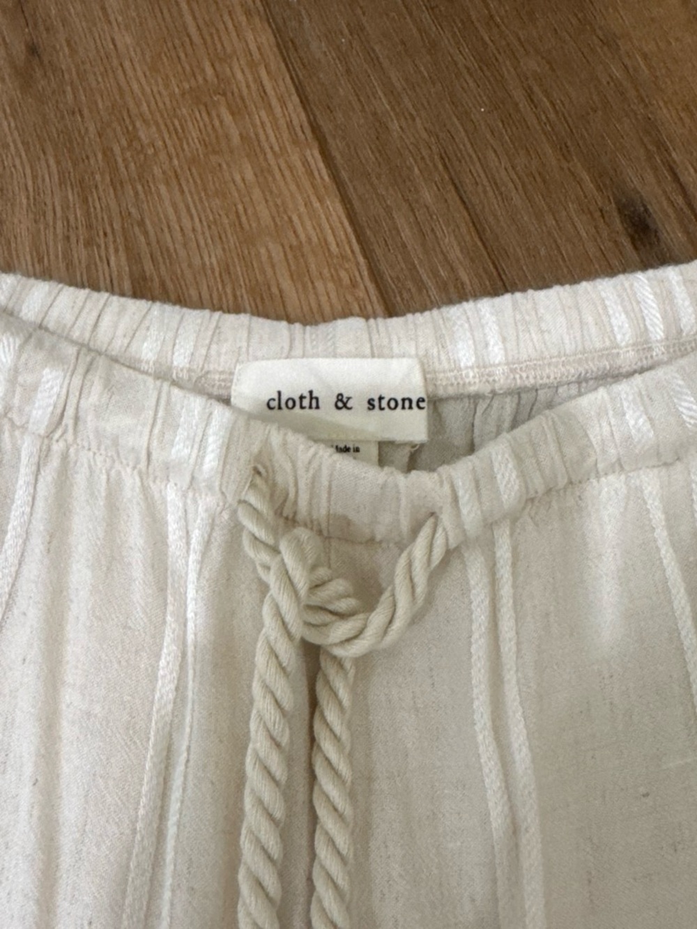 cloth & stone beige and cream Drawstring Linen Pants